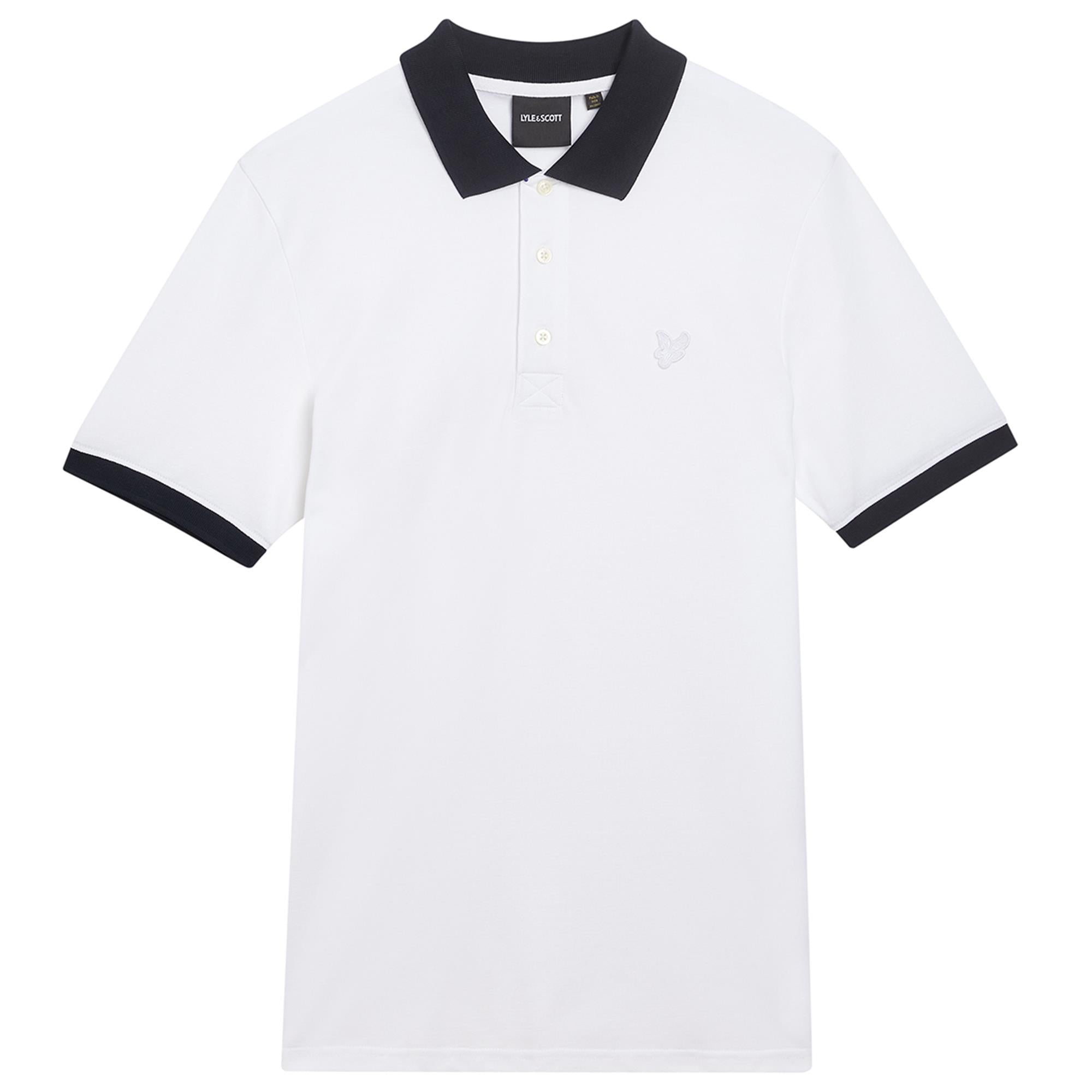 Lyle & Scott Superfine Ringer Polo Shirt White/Dark Navy